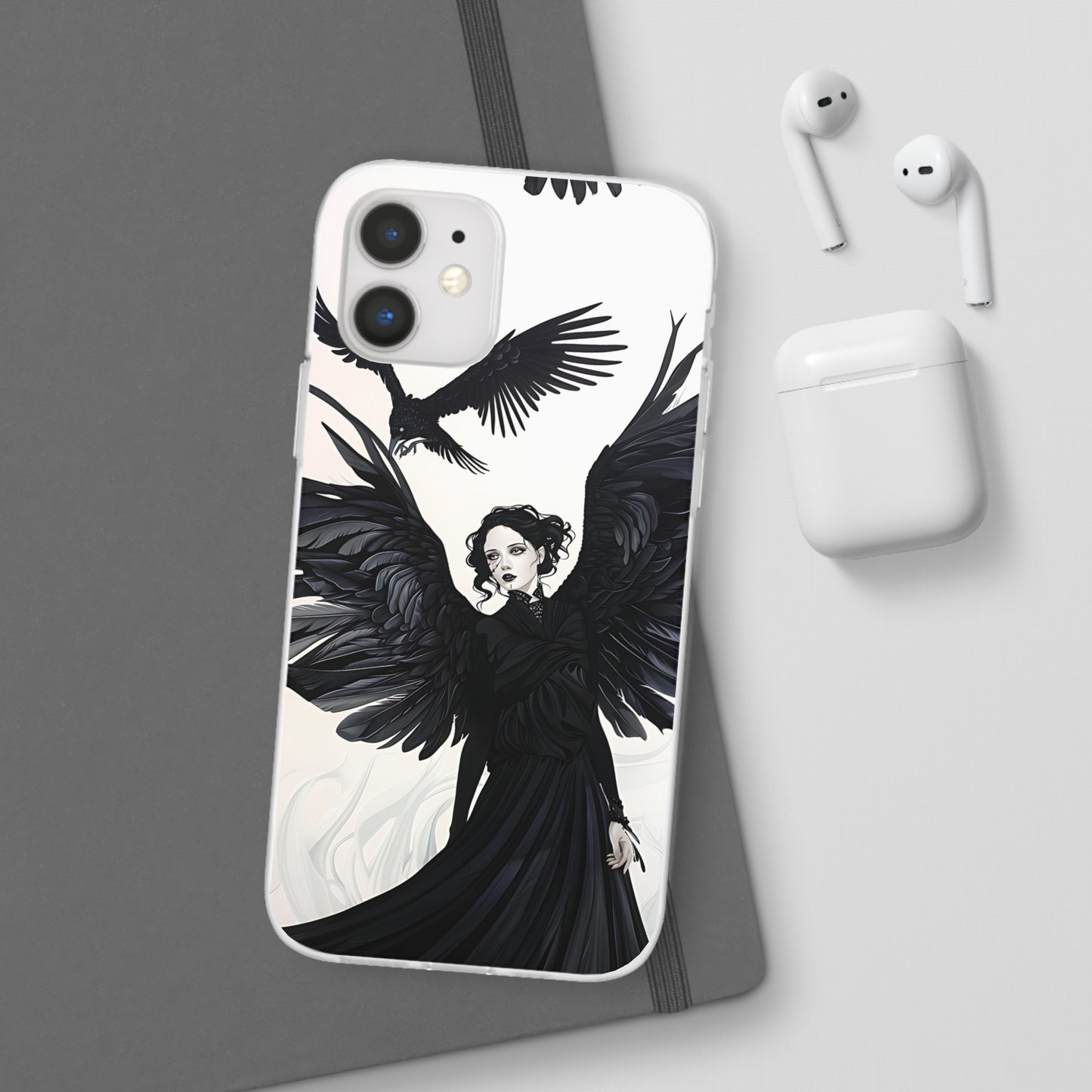 Gothic Woman and Raven Phone Case