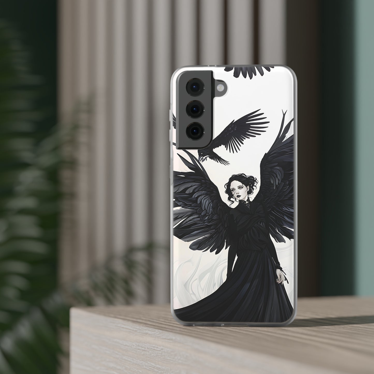 Gothic Woman and Raven Phone Case