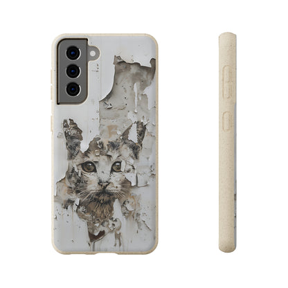 Vhils inspired Cat grafitti Biodegradable Phone Case | iPhone / Samsung