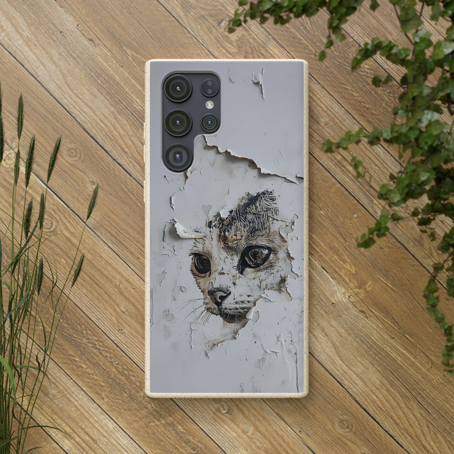 Vhils inspired Cat grafitti Biodegradable Phone Case | iPhone / Samsung