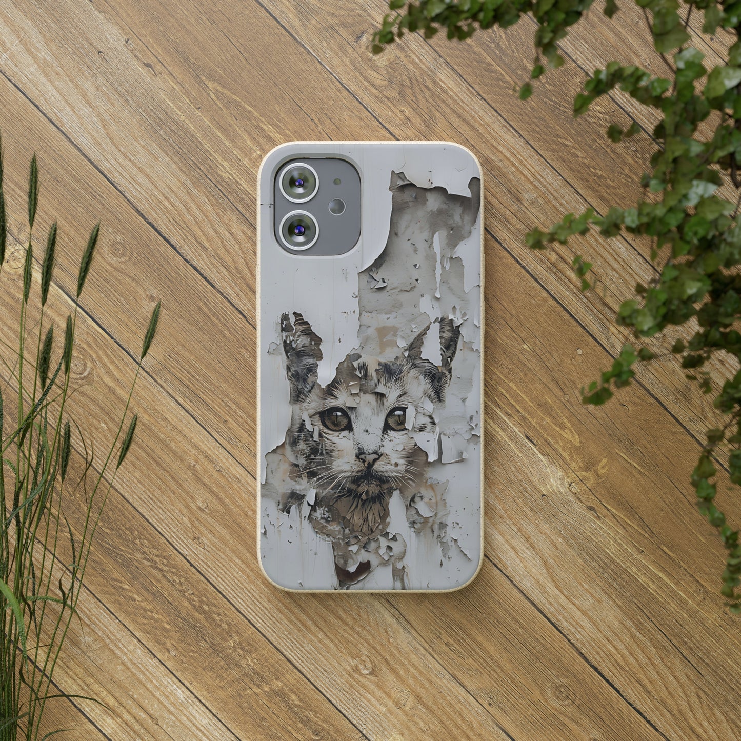 Vhils inspired Cat grafitti Biodegradable Phone Case | iPhone / Samsung