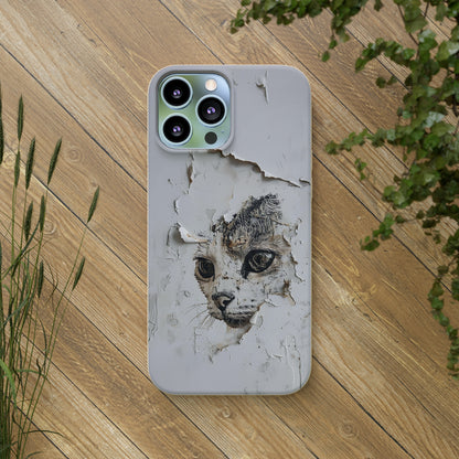 Vhils inspired Cat grafitti Biodegradable Phone Case | iPhone / Samsung