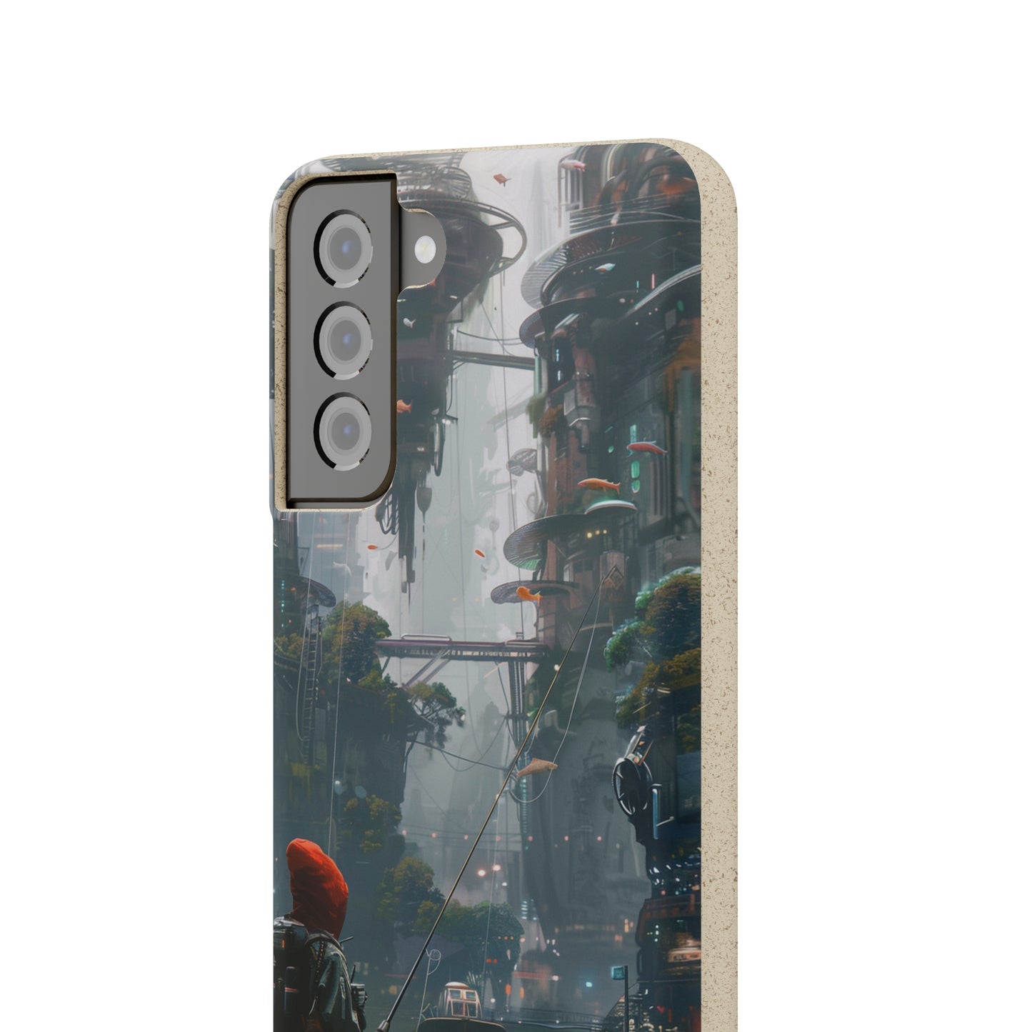 Cyberpunk style man fishing Biodegradable Phone Case | iPhone / Samsung