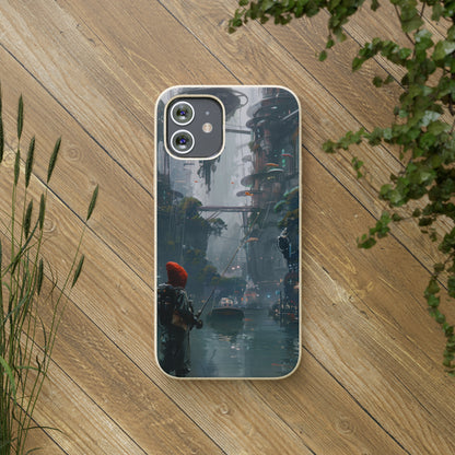 Cyberpunk style man fishing Biodegradable Phone Case | iPhone / Samsung