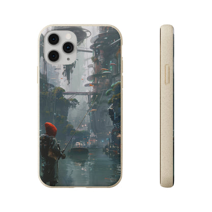 Cyberpunk style man fishing Biodegradable Phone Case | iPhone / Samsung