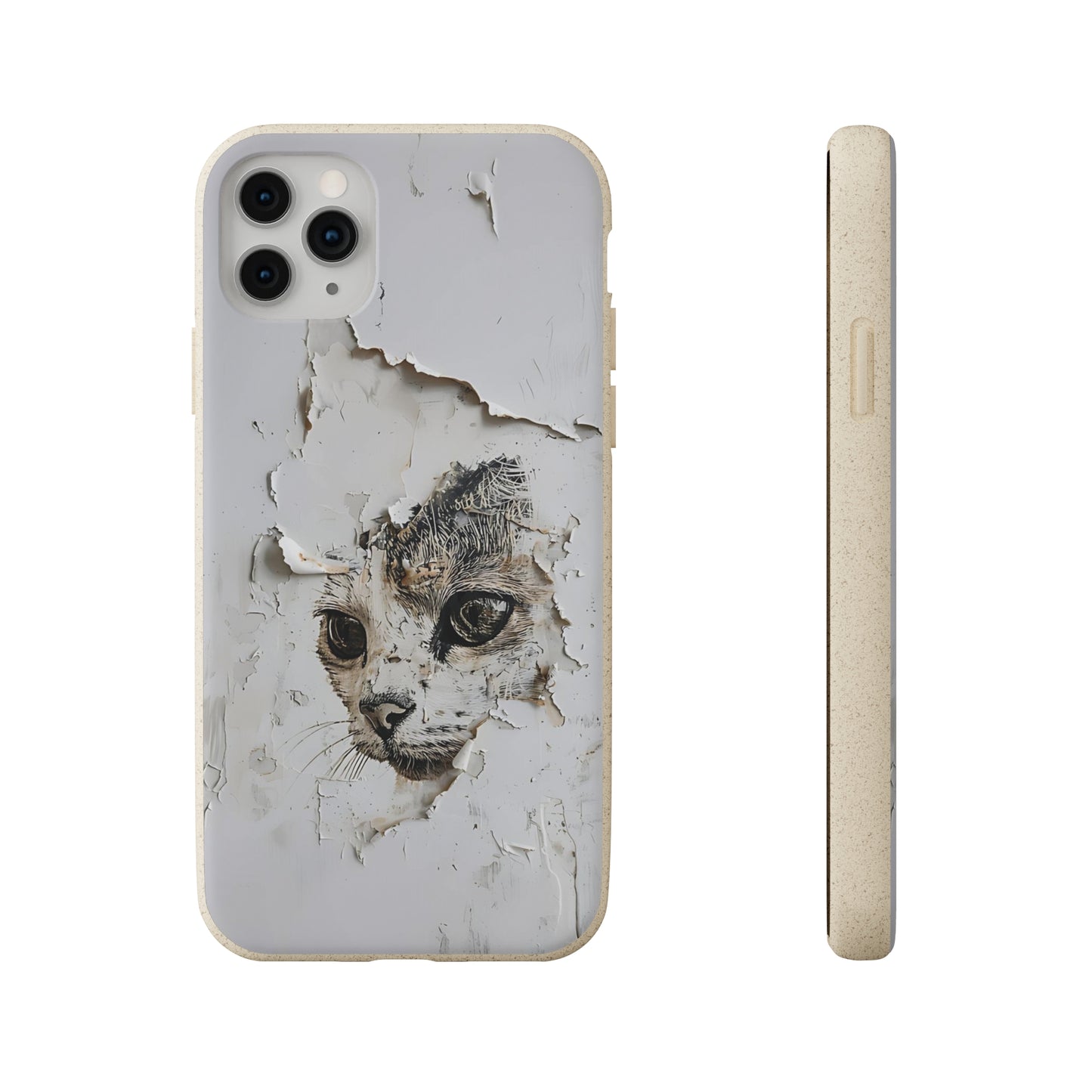 Vhils inspired Cat grafitti Biodegradable Phone Case | iPhone / Samsung