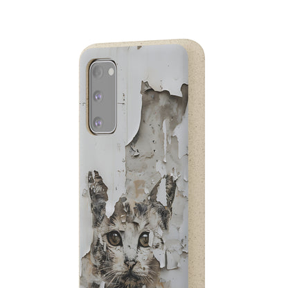 Vhils inspired Cat grafitti Biodegradable Phone Case | iPhone / Samsung