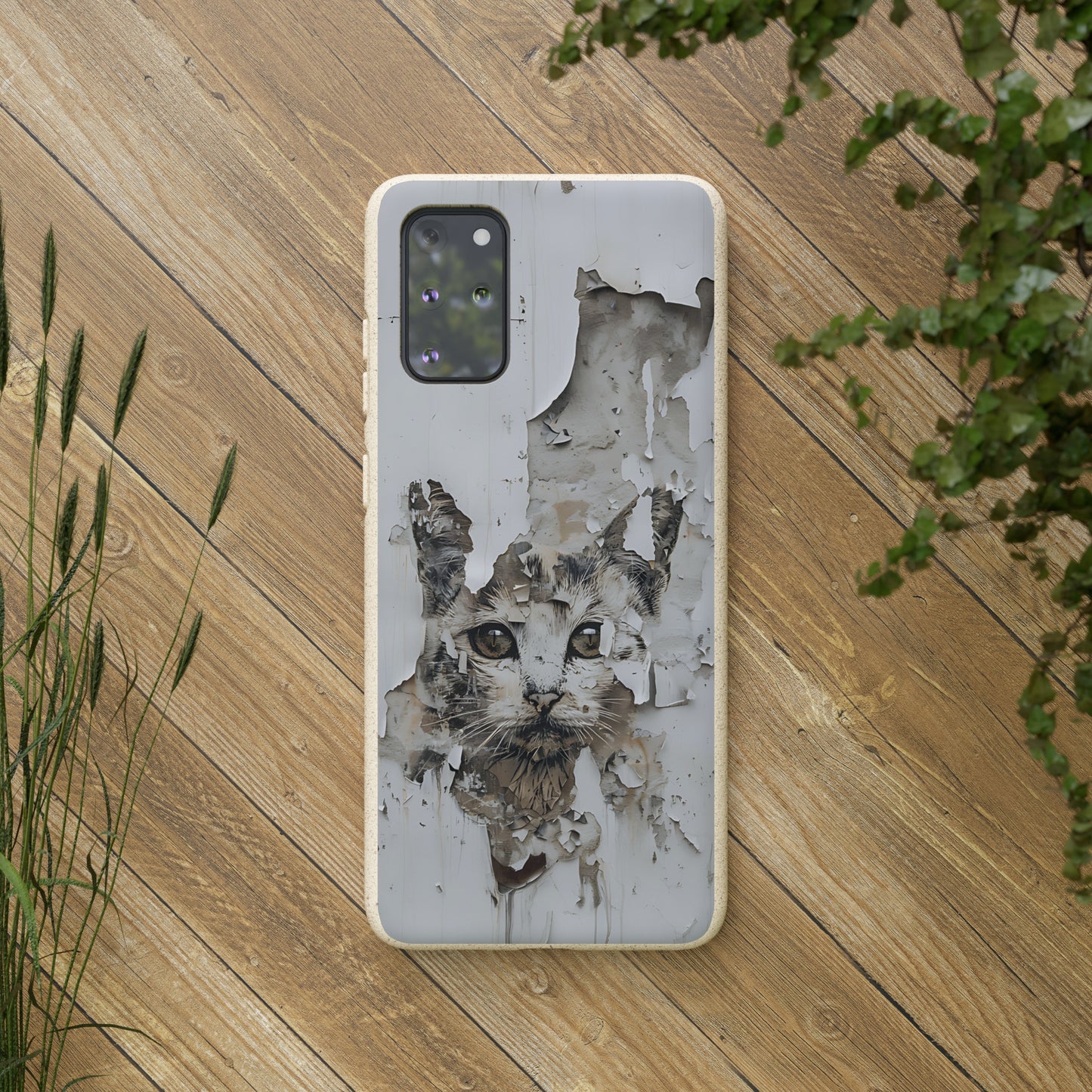 Vhils inspired Cat grafitti Biodegradable Phone Case | iPhone / Samsung