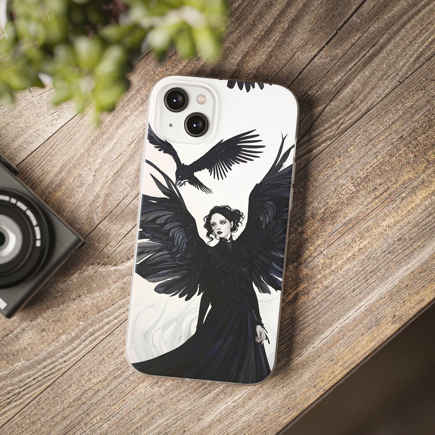 Gothic Woman and Raven Phone Case