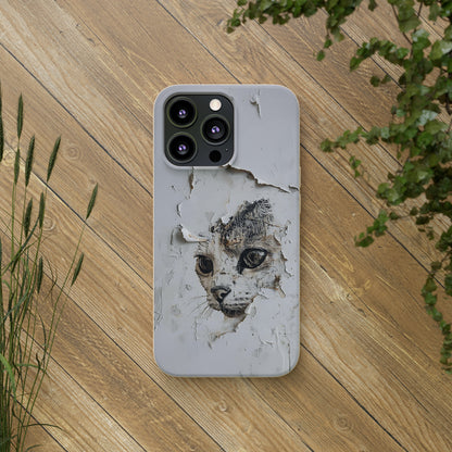 Vhils inspired Cat grafitti Biodegradable Phone Case | iPhone / Samsung