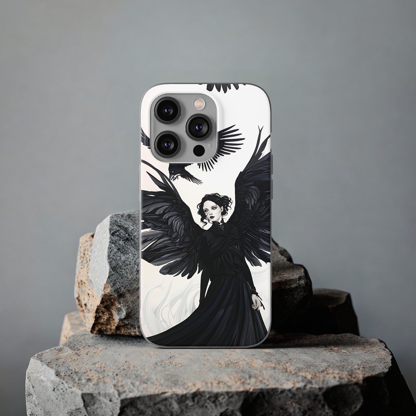 Gothic Woman and Raven Phone Case