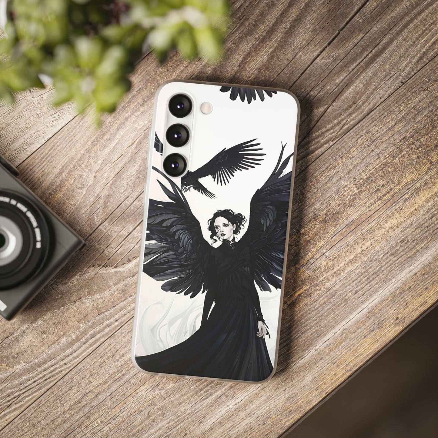 Gothic Woman and Raven Phone Case