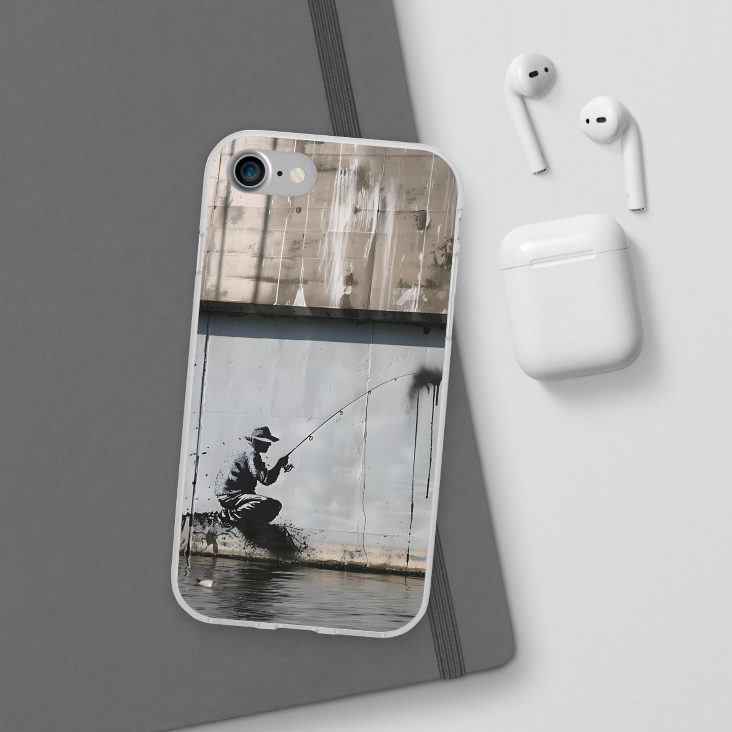 Banksy inspired man fishing | iPhone/Samsung | Slimline Phone Case