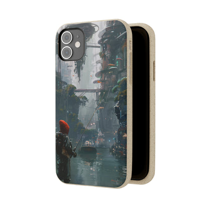 Cyberpunk style man fishing Biodegradable Phone Case | iPhone / Samsung