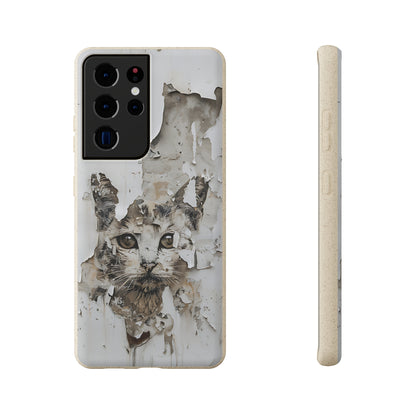 Vhils inspired Cat grafitti Biodegradable Phone Case | iPhone / Samsung