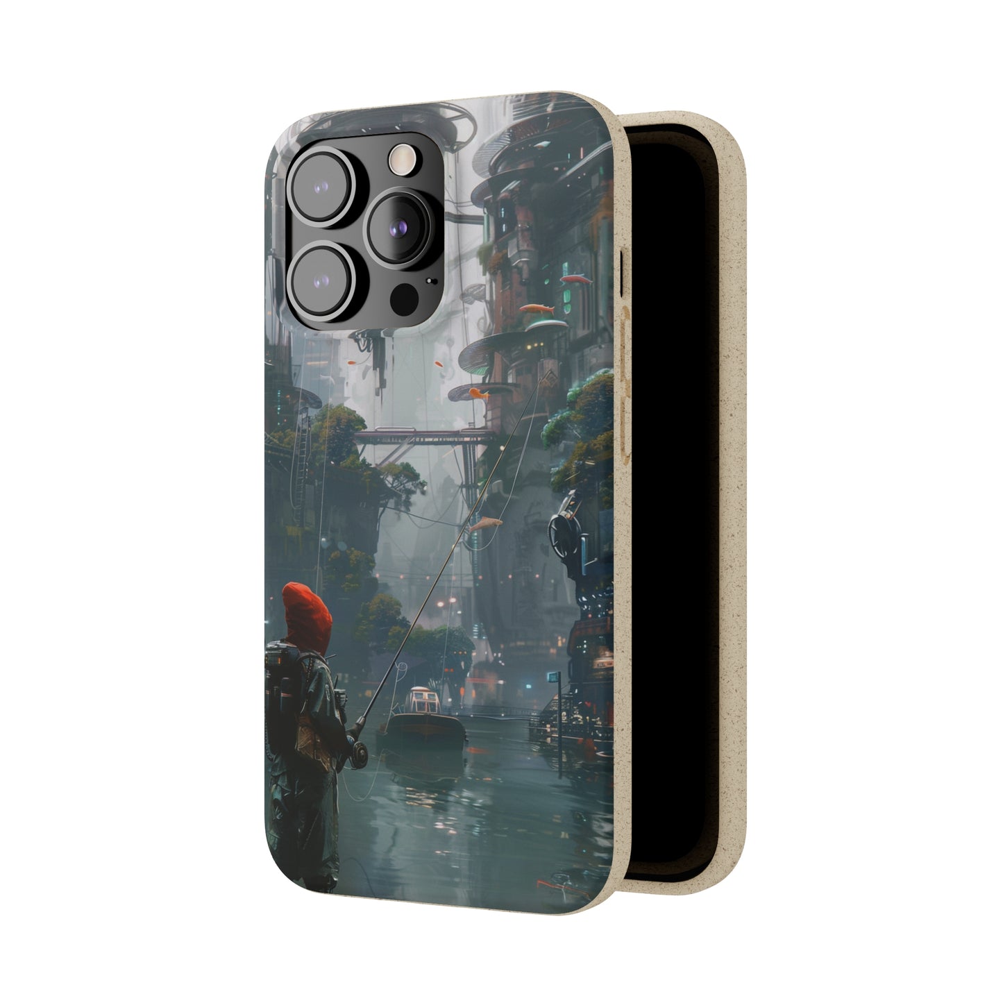 Cyberpunk style man fishing Biodegradable Phone Case | iPhone / Samsung