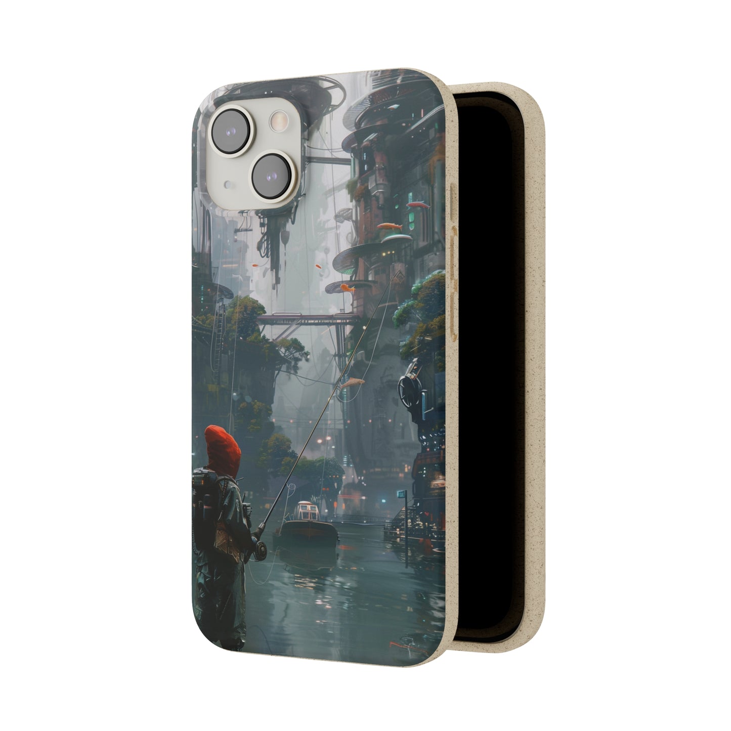 Cyberpunk style man fishing Biodegradable Phone Case | iPhone / Samsung