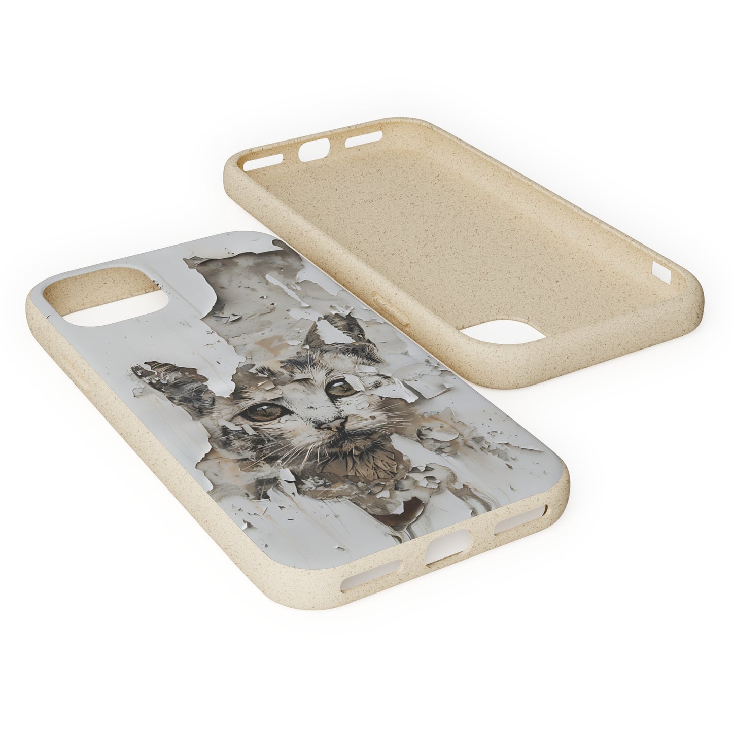 Vhils inspired Cat grafitti Biodegradable Phone Case | iPhone / Samsung