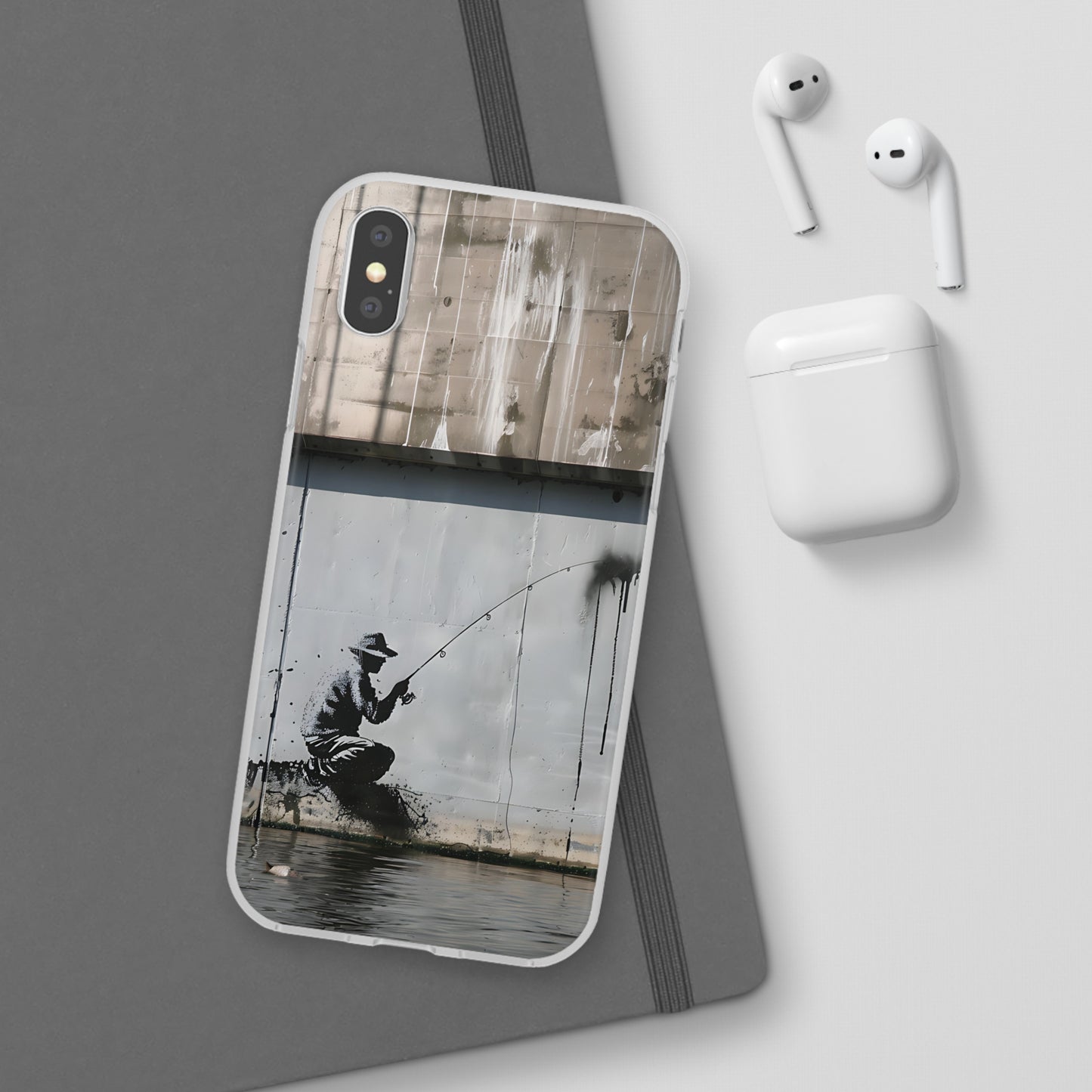 Banksy inspired man fishing | iPhone/Samsung | Slimline Phone Case