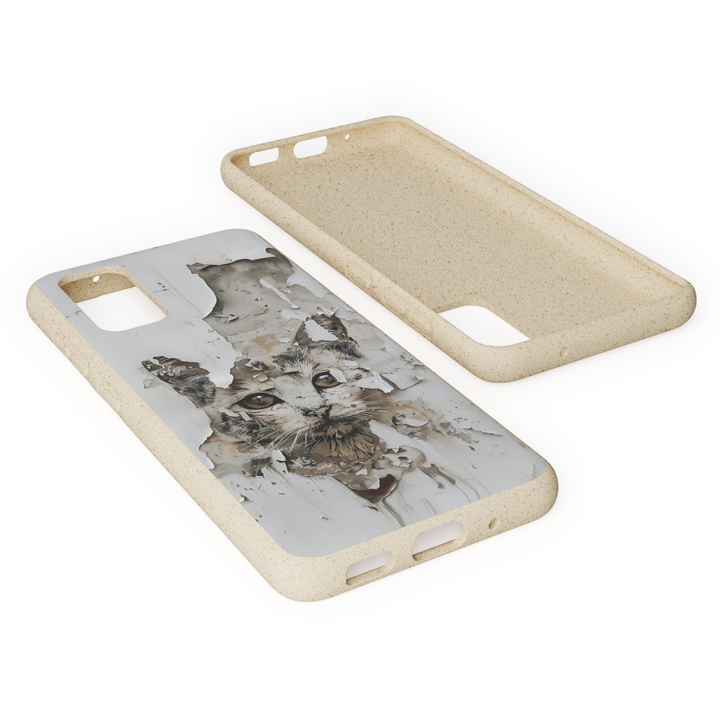 Vhils inspired Cat grafitti Biodegradable Phone Case | iPhone / Samsung