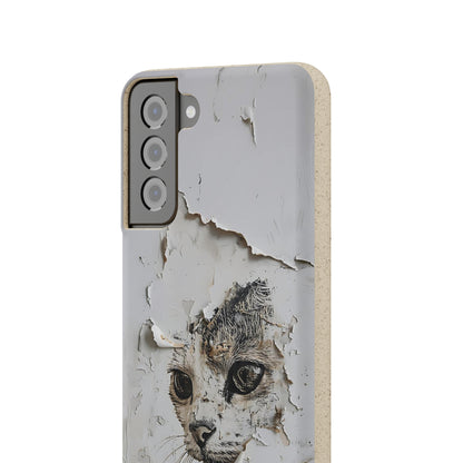 Vhils inspired Cat grafitti Biodegradable Phone Case | iPhone / Samsung