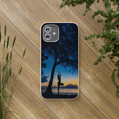 Yoga pose at Sunset on the beach Biodegradable Phone Case | iPhone / Samsung