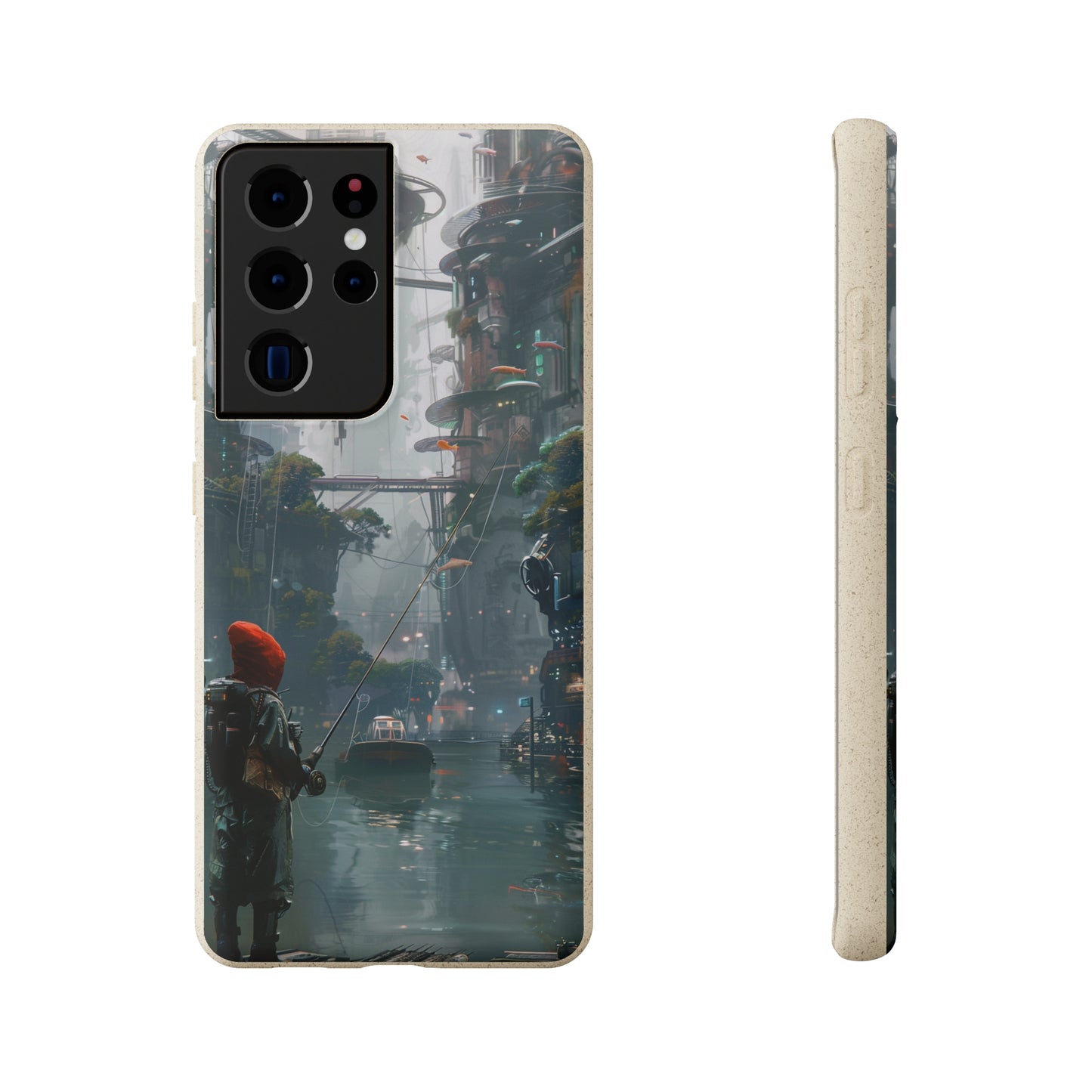 Cyberpunk style man fishing Biodegradable Phone Case | iPhone / Samsung