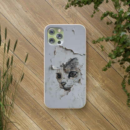 Vhils inspired Cat grafitti Biodegradable Phone Case | iPhone / Samsung