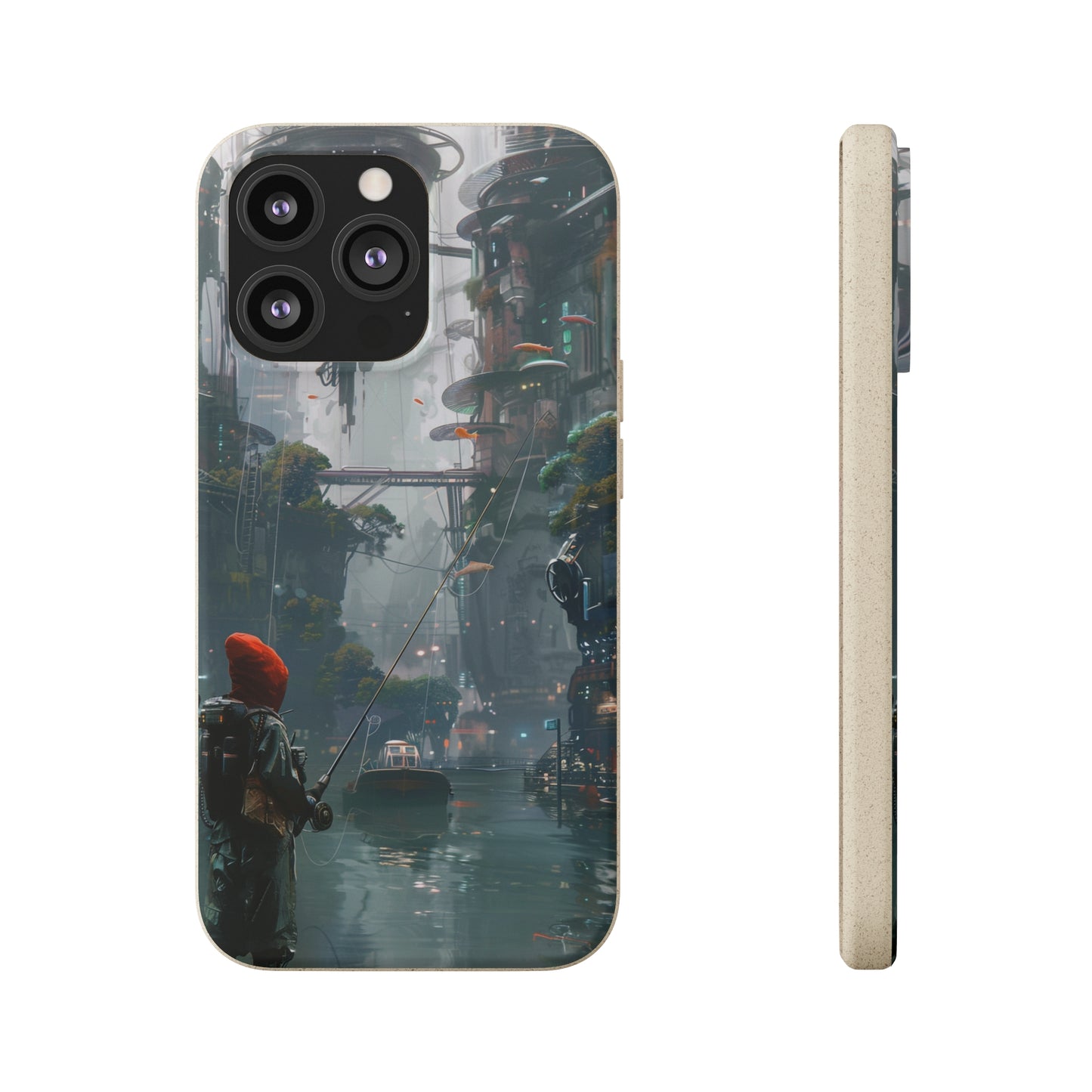 Cyberpunk style man fishing Biodegradable Phone Case | iPhone / Samsung