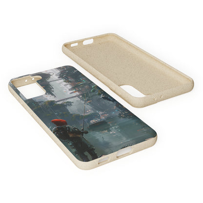 Cyberpunk style man fishing Biodegradable Phone Case | iPhone / Samsung