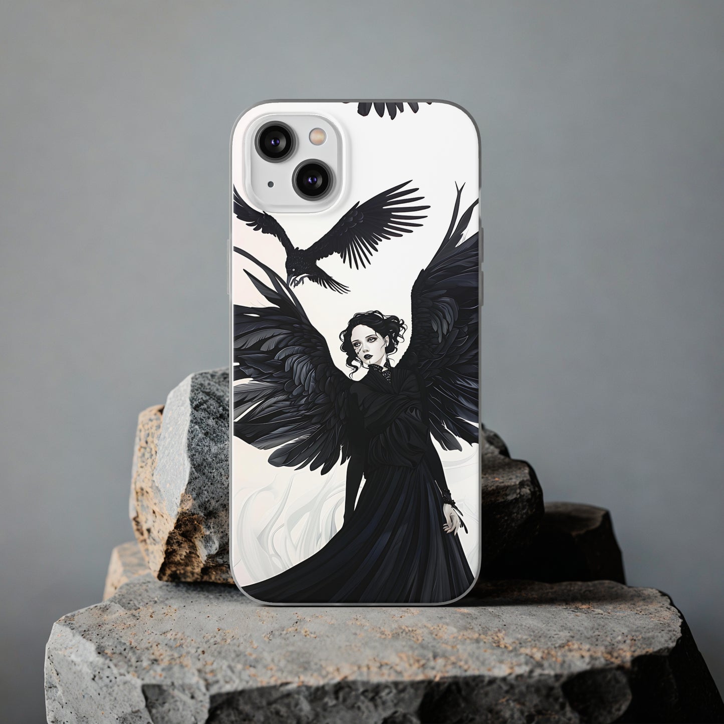 Gothic Woman and Raven Phone Case