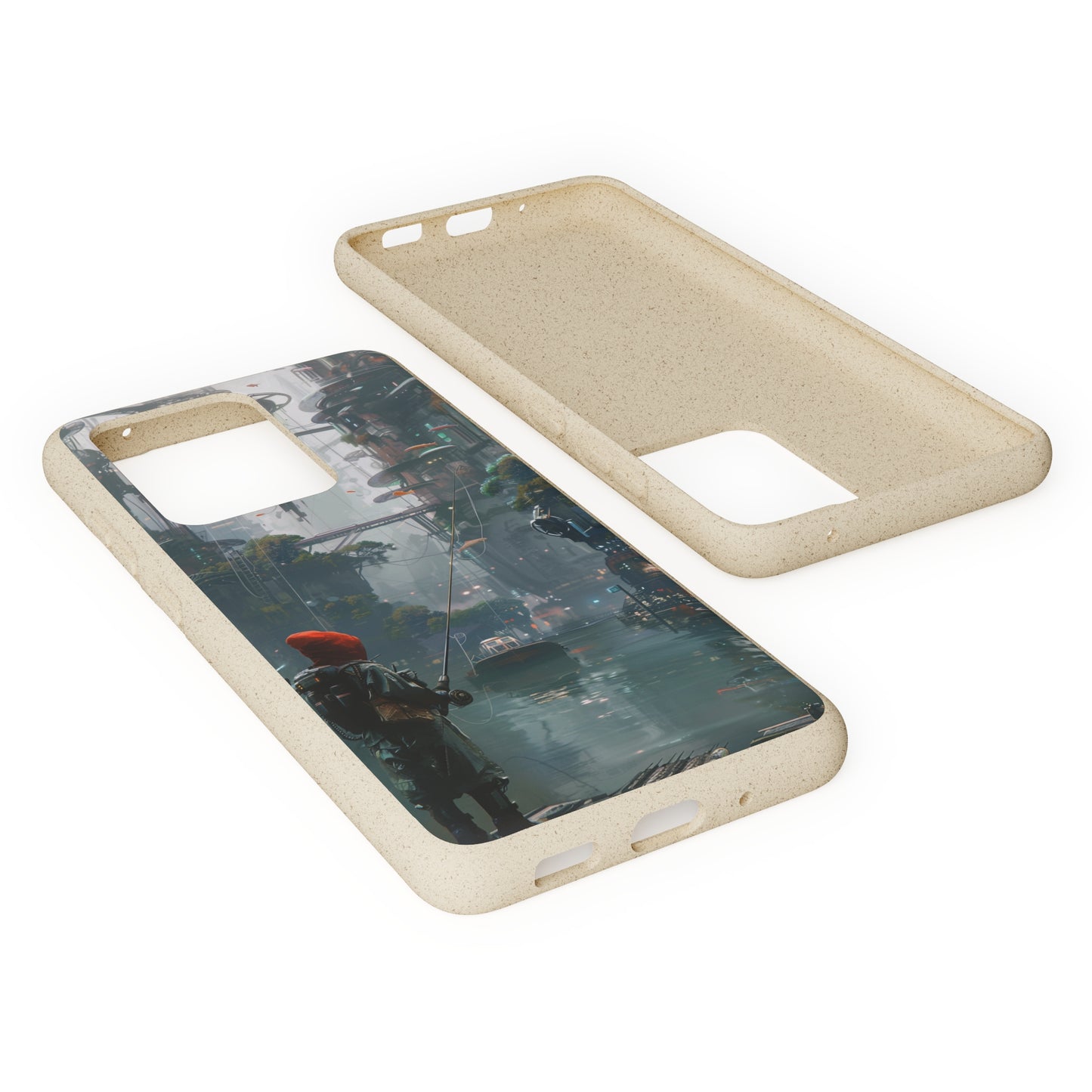 Cyberpunk style man fishing Biodegradable Phone Case | iPhone / Samsung