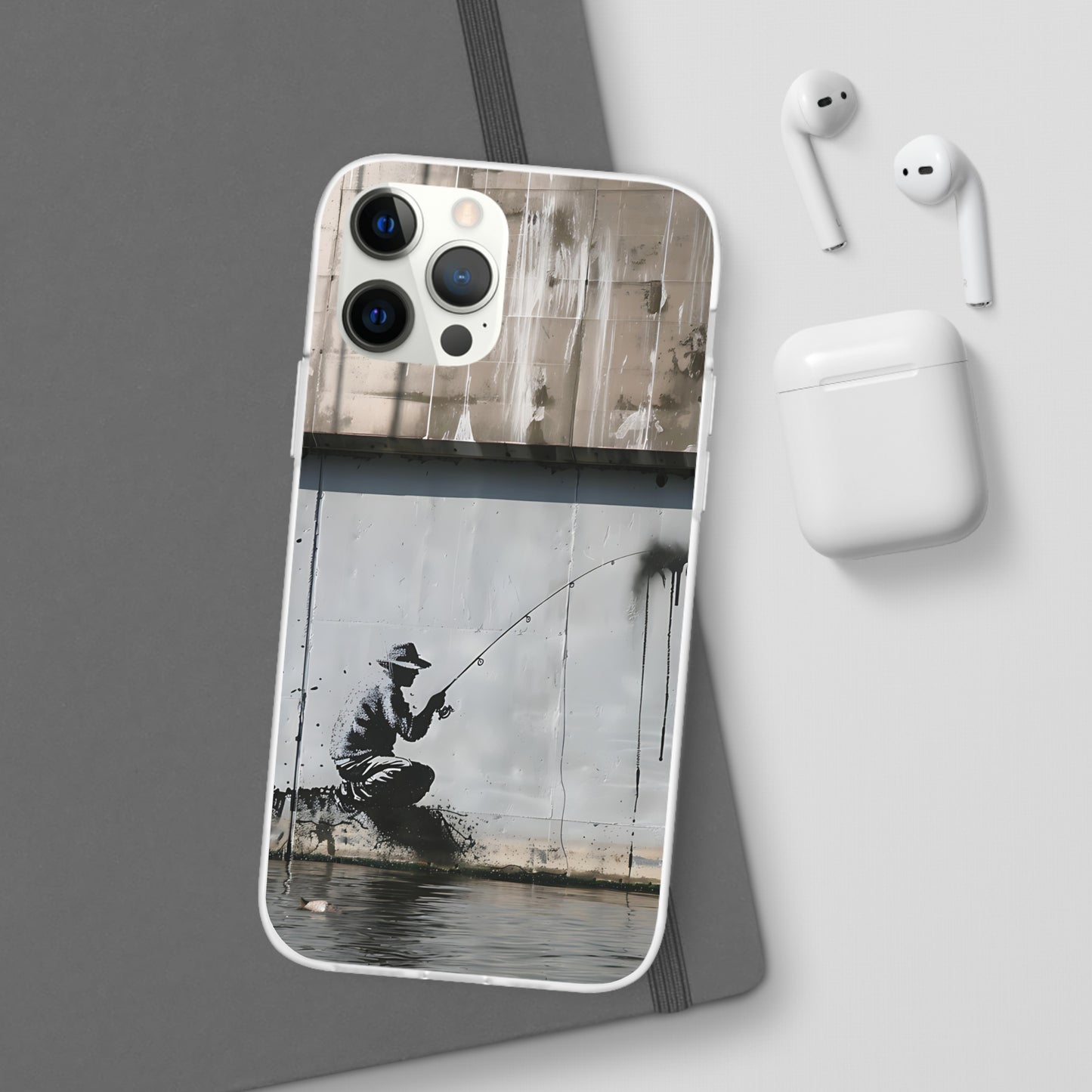 Banksy inspired man fishing | iPhone/Samsung | Slimline Phone Case