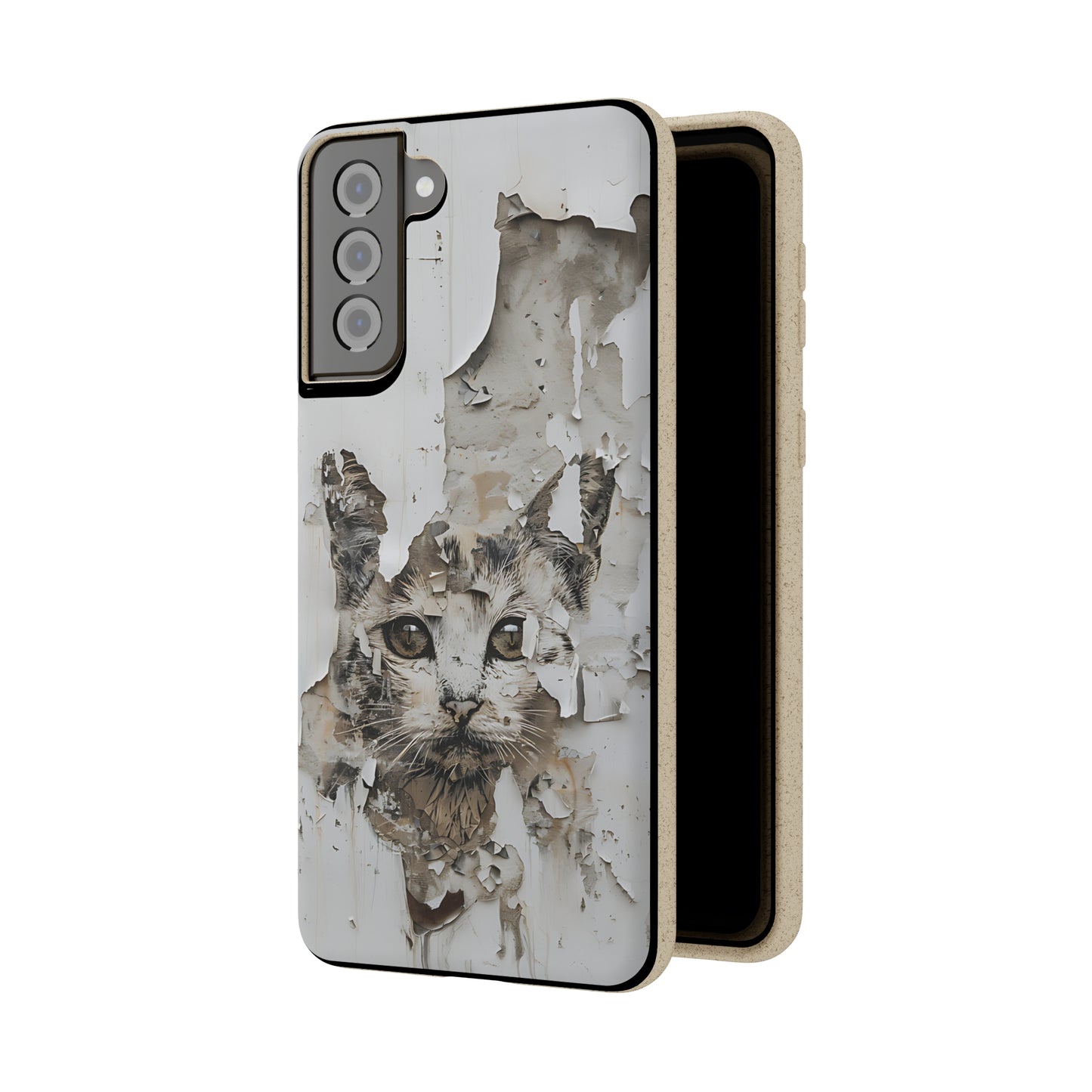 Vhils inspired Cat grafitti Biodegradable Phone Case | iPhone / Samsung