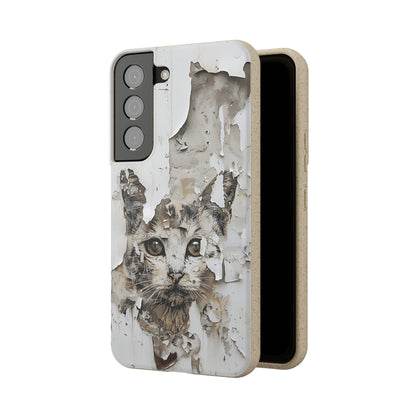 Vhils inspired Cat grafitti Biodegradable Phone Case | iPhone / Samsung