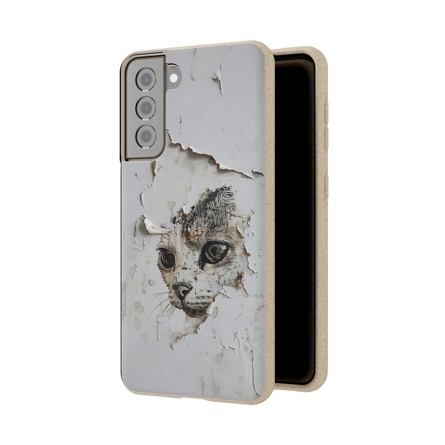 Vhils inspired Cat grafitti Biodegradable Phone Case | iPhone / Samsung