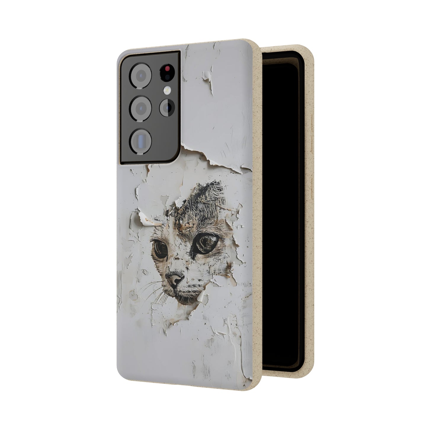 Vhils inspired Cat grafitti Biodegradable Phone Case | iPhone / Samsung