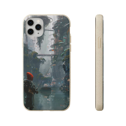 Cyberpunk style man fishing Biodegradable Phone Case | iPhone / Samsung