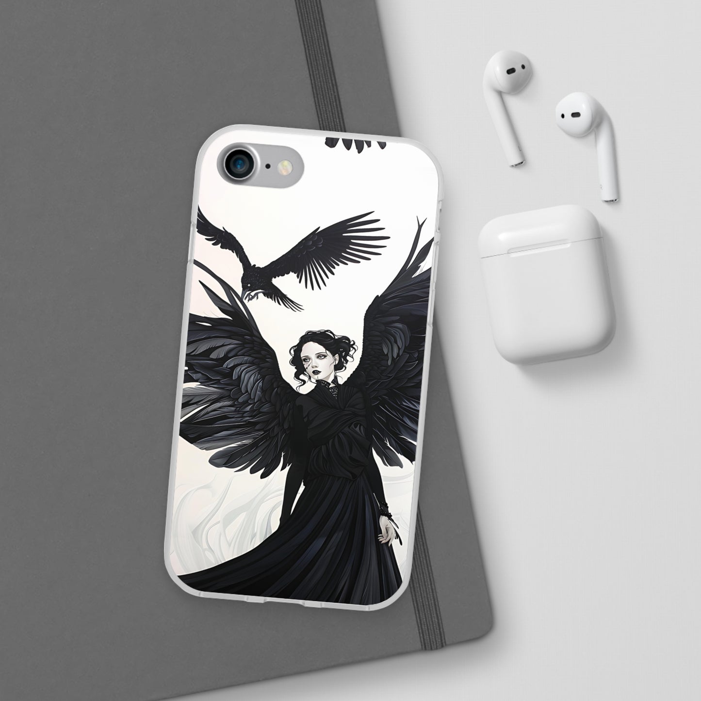 Gothic Woman and Raven Phone Case