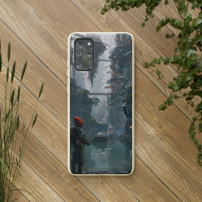 Cyberpunk style man fishing Biodegradable Phone Case | iPhone / Samsung