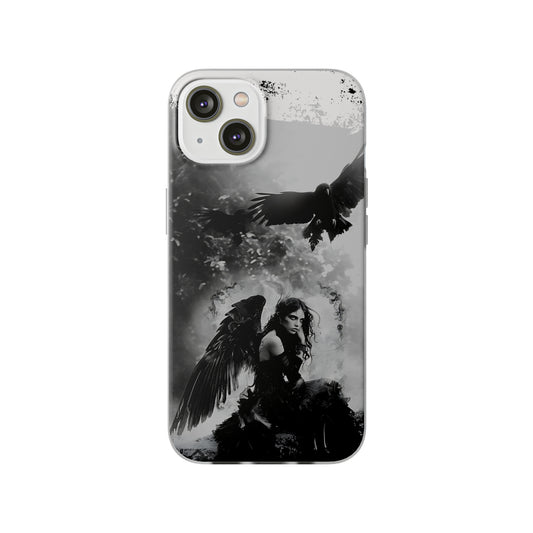 Gothic Woman and Raven Phone Case