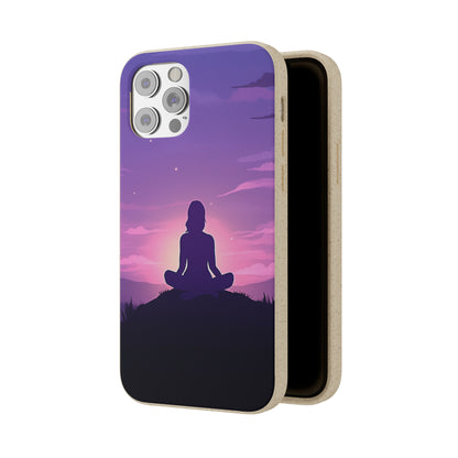 Yoga pose at Sunset lilac Biodegradable Phone Case | iPhone / Samsung