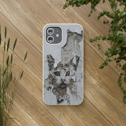 Vhils inspired Cat grafitti Biodegradable Phone Case | iPhone / Samsung