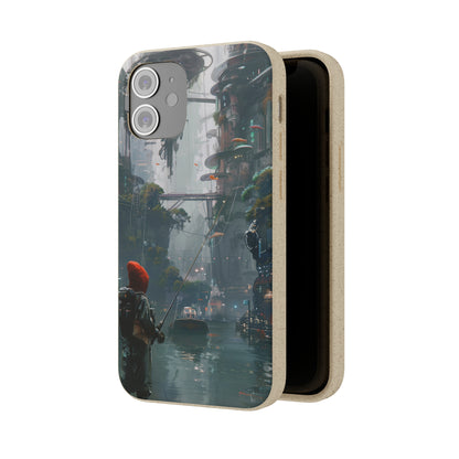 Cyberpunk style man fishing Biodegradable Phone Case | iPhone / Samsung