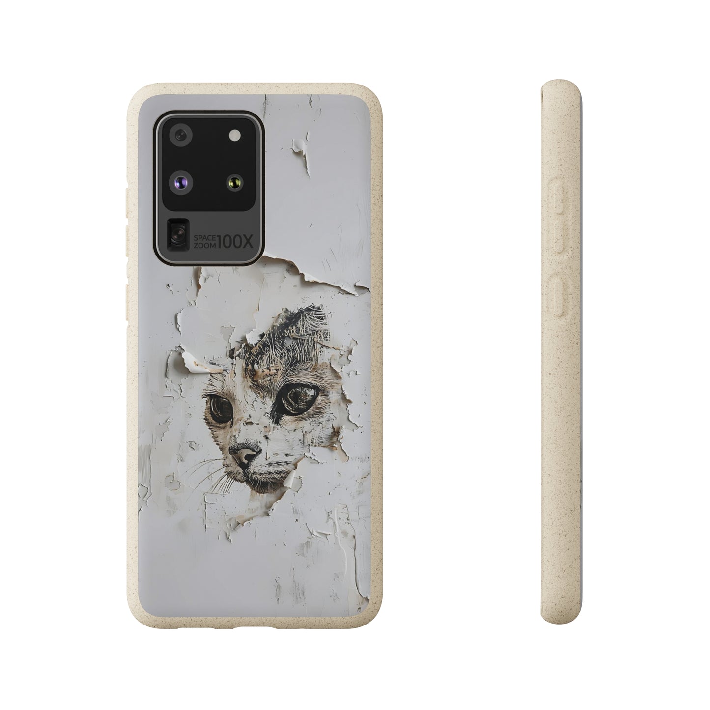 Vhils inspired Cat grafitti Biodegradable Phone Case | iPhone / Samsung