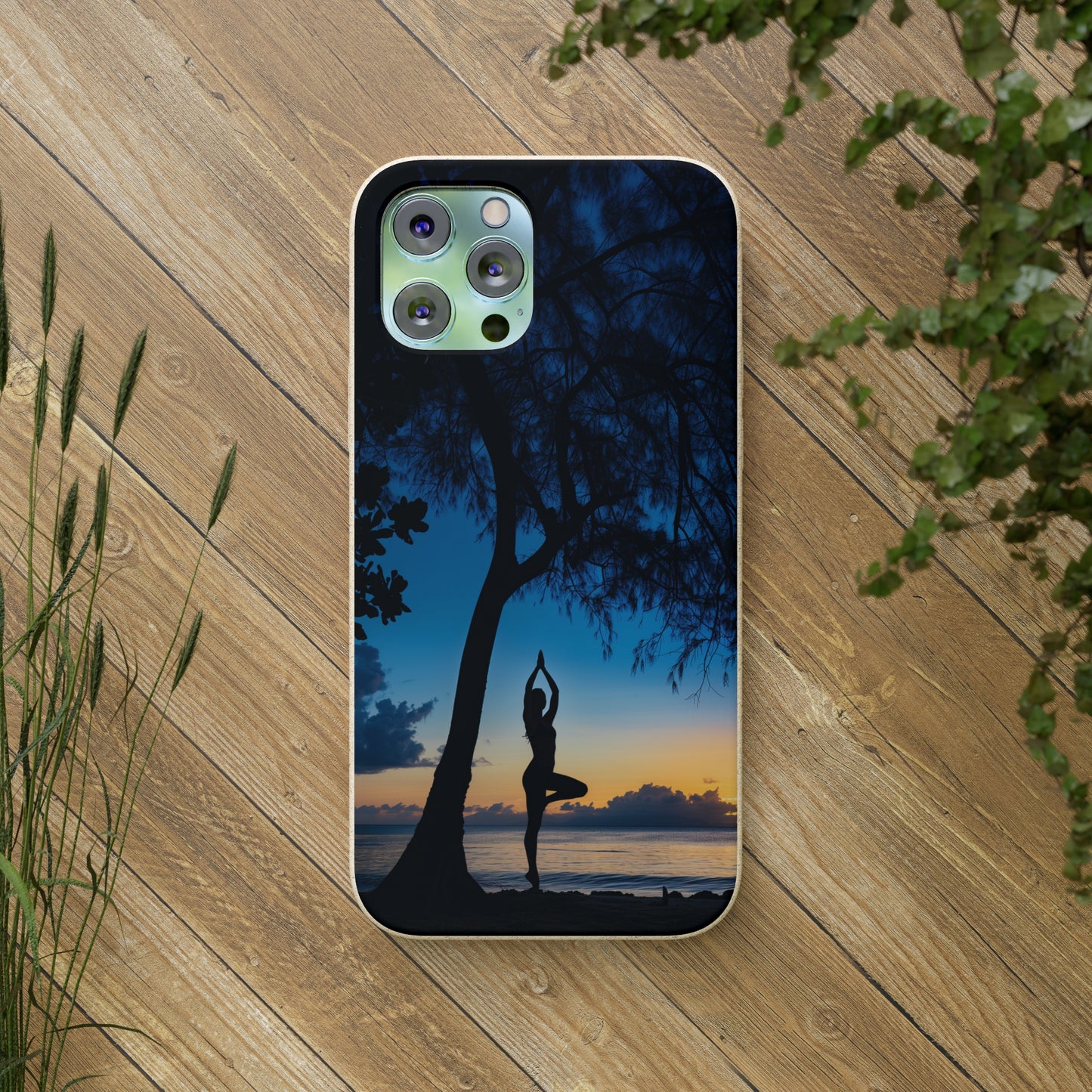 Yoga pose at Sunset on the beach Biodegradable Phone Case | iPhone / Samsung