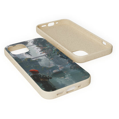 Cyberpunk style man fishing Biodegradable Phone Case | iPhone / Samsung