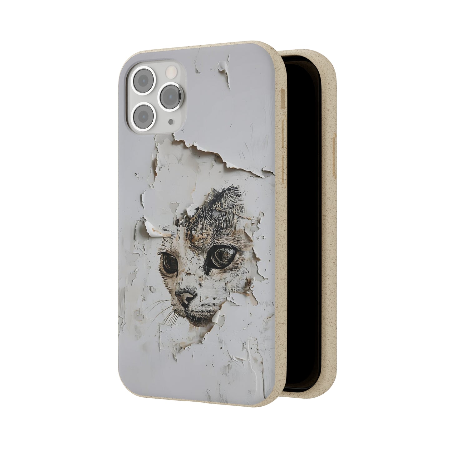 Vhils inspired Cat grafitti Biodegradable Phone Case | iPhone / Samsung