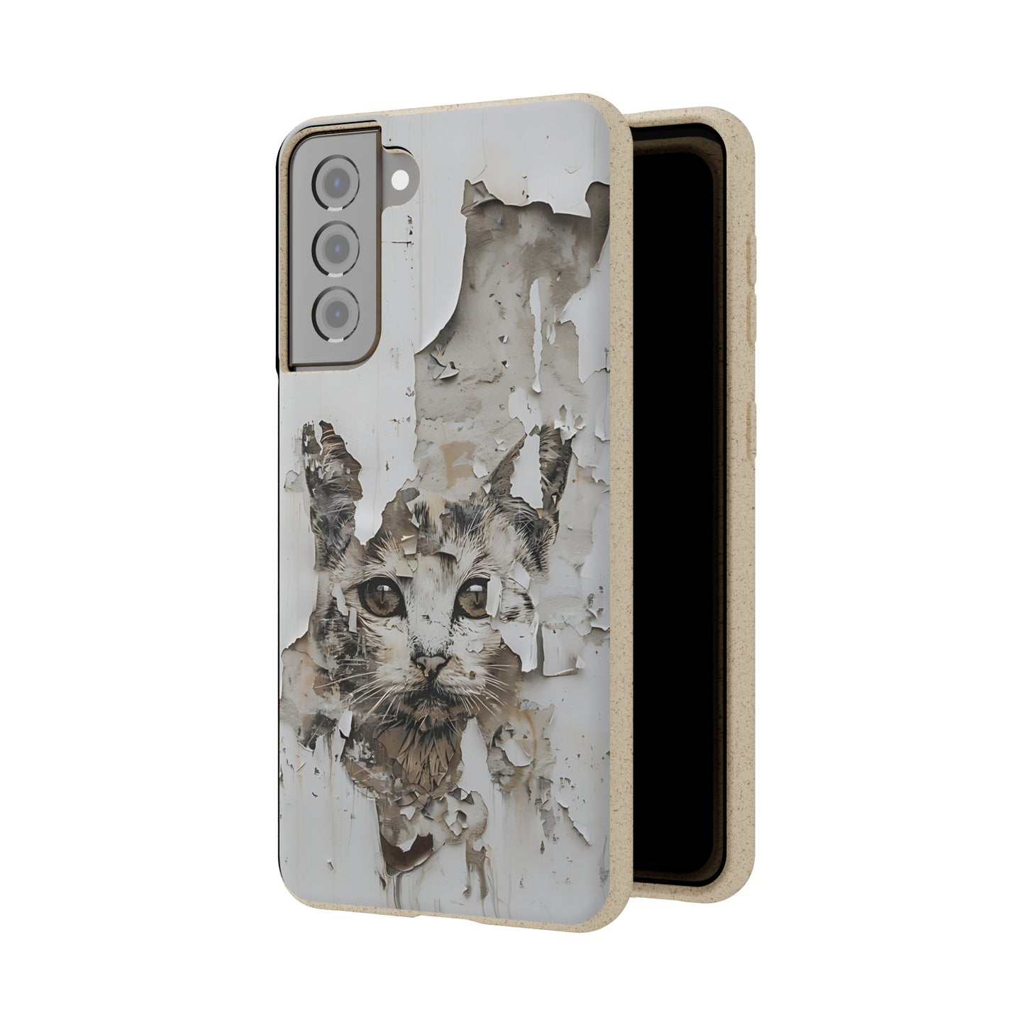 Vhils inspired Cat grafitti Biodegradable Phone Case | iPhone / Samsung