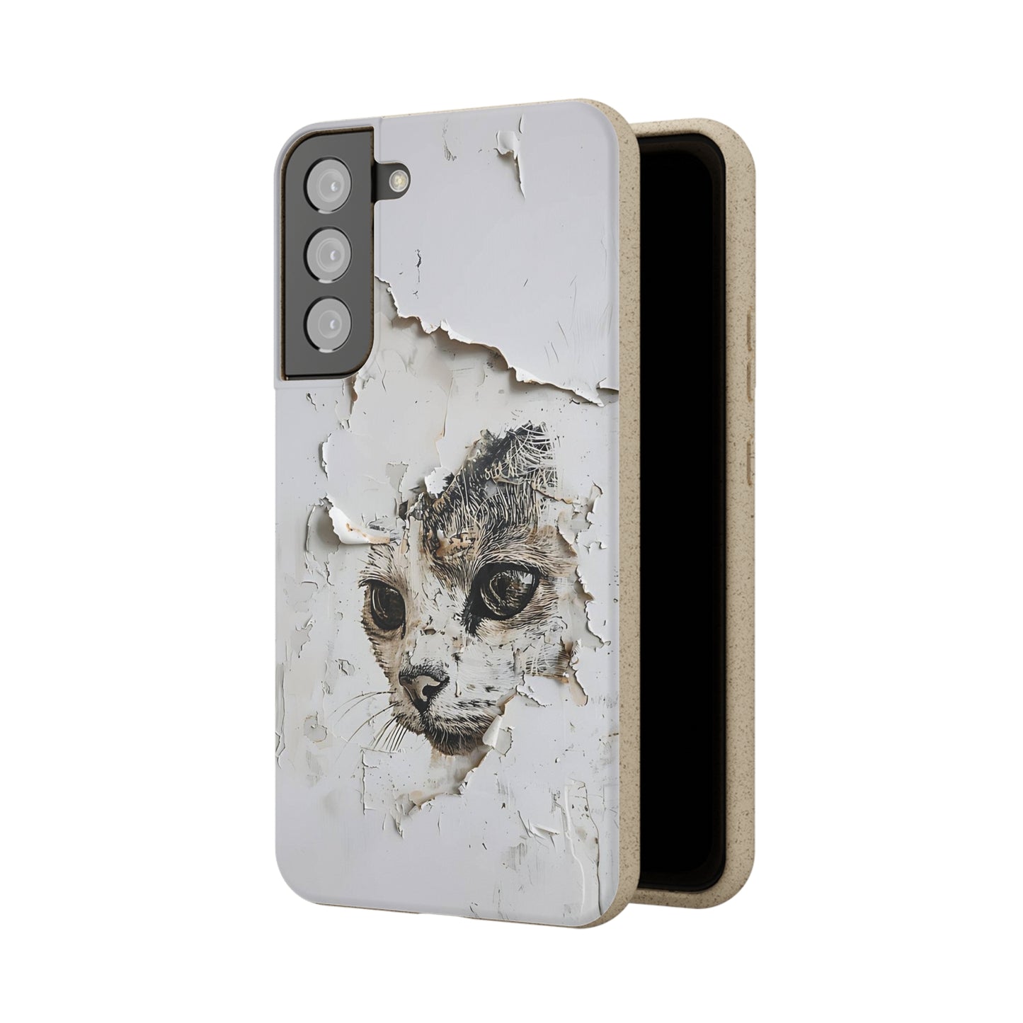 Vhils inspired Cat grafitti Biodegradable Phone Case | iPhone / Samsung